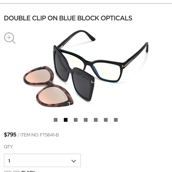 Tom Ford glasses with Sunglass Clip-Ons - Picture 7 of 10